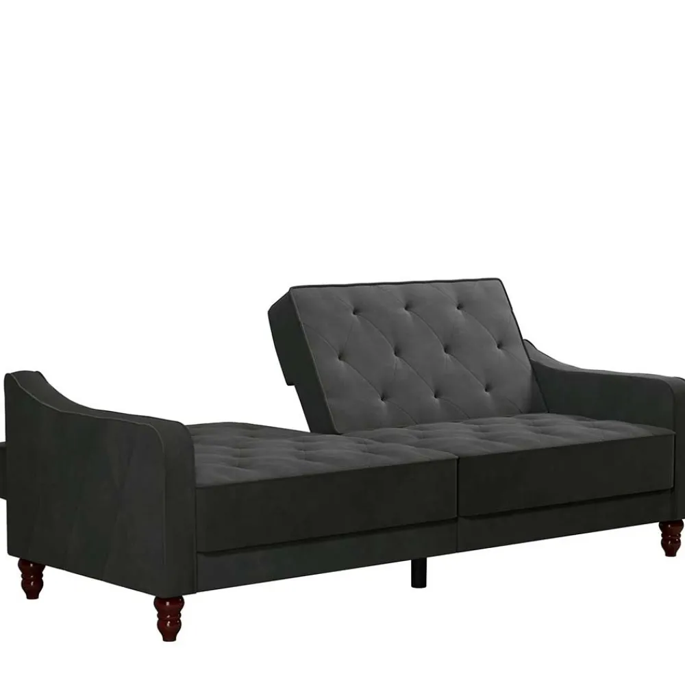 Wohnen Sofas<Samtsofa mit Bettfunktion in Dunkelgrau - Rubanina