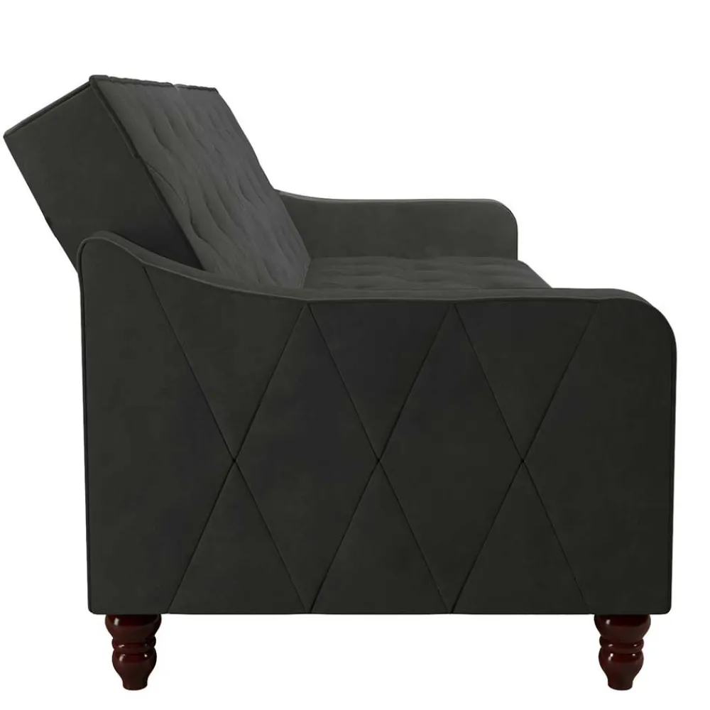Wohnen Sofas<Samtsofa mit Bettfunktion in Dunkelgrau - Rubanina