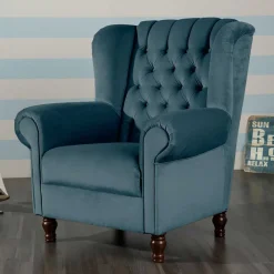 Wohnen Sessel<Samtvelours Chesterfield-Polstersessel in Petrol - Varescan