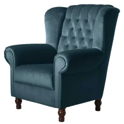 Wohnen Sessel<Samtvelours Chesterfield-Polstersessel in Petrol - Varescan