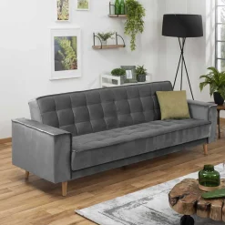Wohnen Betten|Sofas<Samtvelours Federkerncouch mit Bettfunktion - Vlacoma