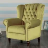 Wohnen Sessel<Samtvelours Ohrensessel im Chesterfield Look - Erulina