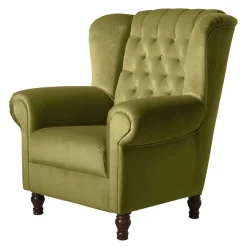 Wohnen Sessel<Samtvelours Ohrensessel im Chesterfield Look - Erulina