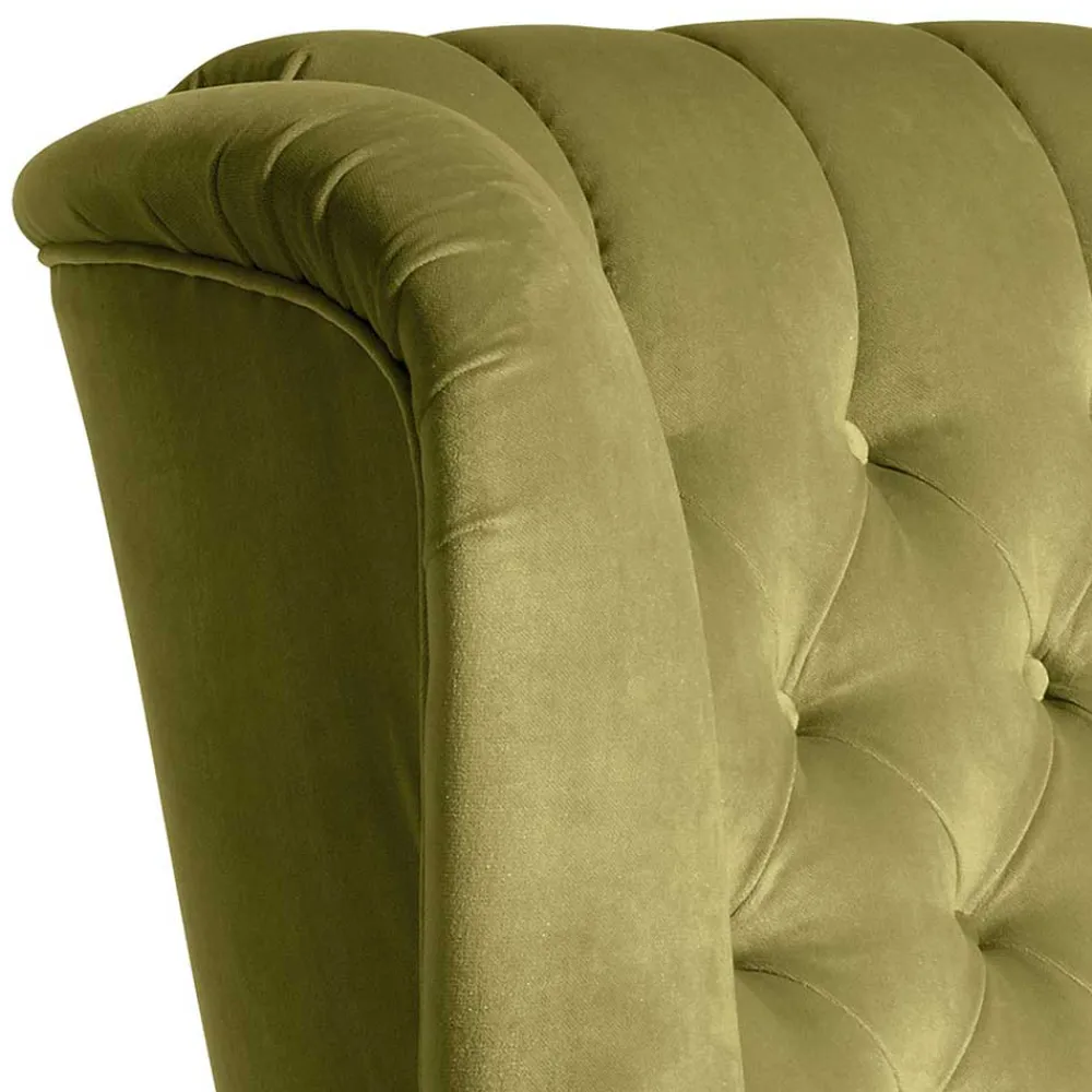 Wohnen Sessel<Samtvelours Ohrensessel im Chesterfield Look - Erulina