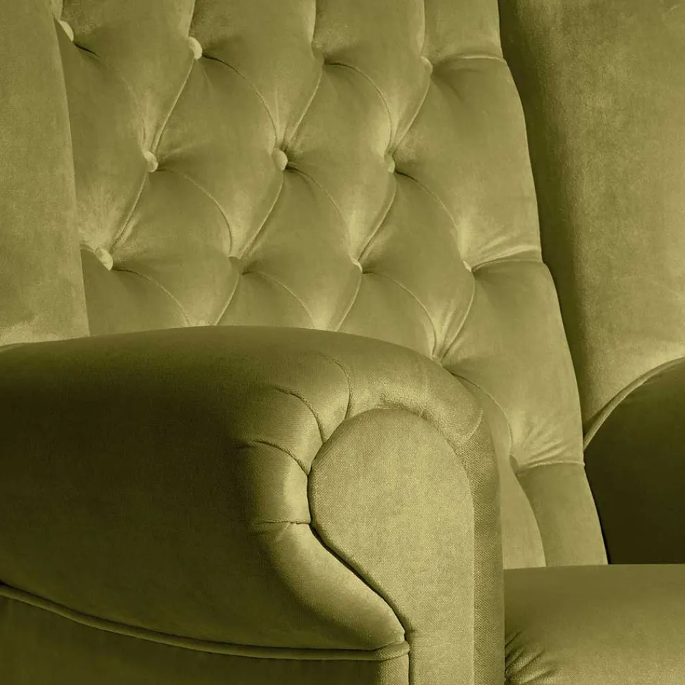 Wohnen Sessel<Samtvelours Ohrensessel im Chesterfield Look - Erulina