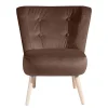 Wohnen Sessel<Samtvelours Sessel in Braun und Buche Natur - Hippa