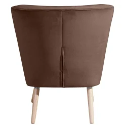 Wohnen Sessel<Samtvelours Sessel in Braun und Buche Natur - Hippa