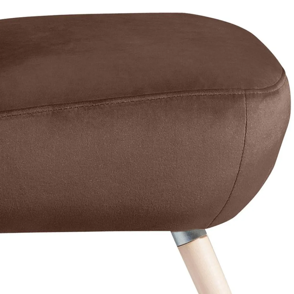 Wohnen Sessel<Samtvelours Sessel in Braun und Buche Natur - Hippa