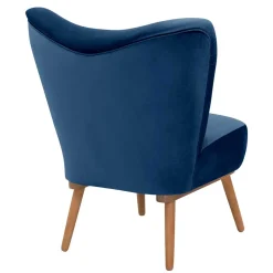 Wohnen Sessel<Samtvelours Sessel in Dunkelblau und Erle - Tazza