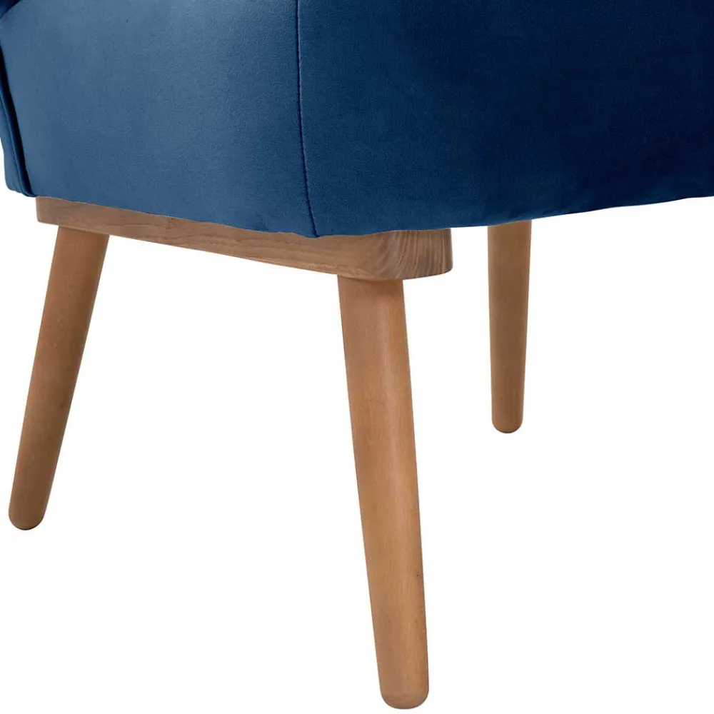 Wohnen Sessel<Samtvelours Sessel in Dunkelblau und Erle - Tazza