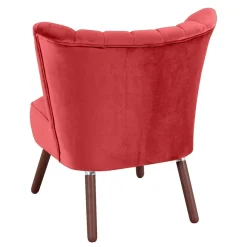 Wohnen Sessel<Samtvelours Sessel in Rot und Nussbaum - Darand