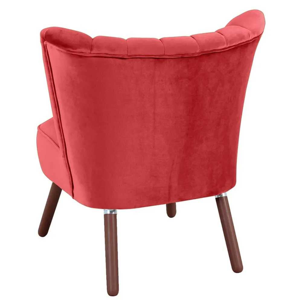 Wohnen Sessel<Samtvelours Sessel in Rot und Nussbaum - Darand