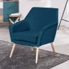 Wohnen Sessel<Samtvelours-Sessel in Petrol Blau - Bakra