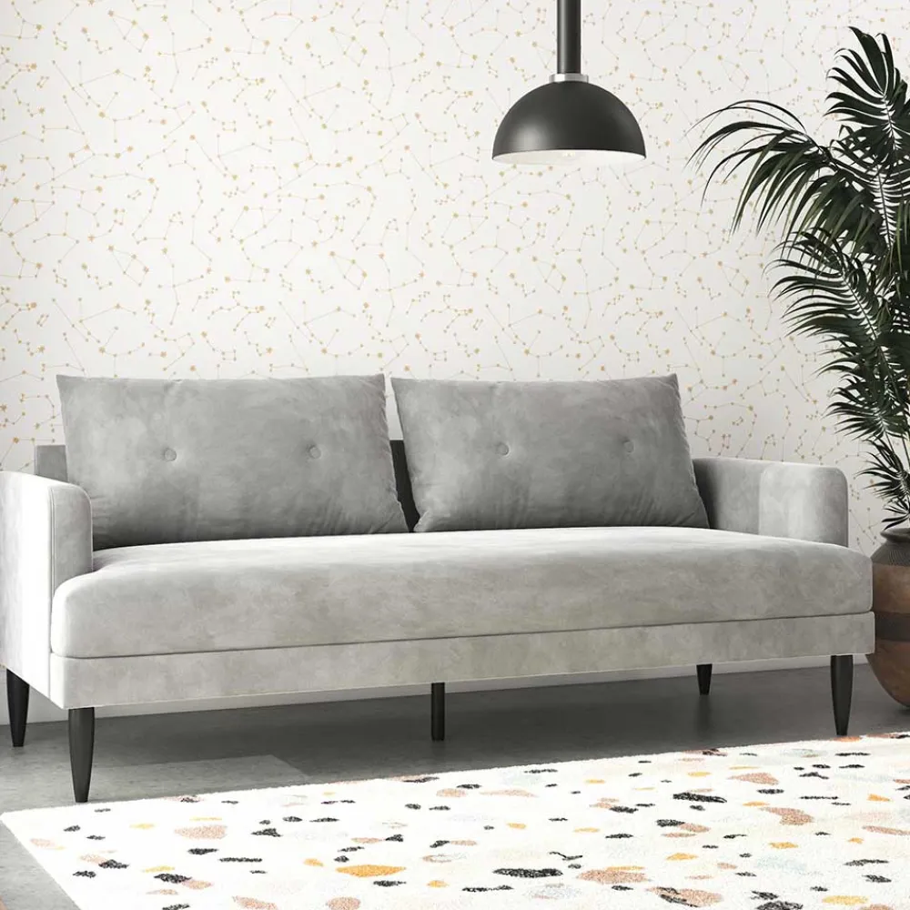 Wohnen Sofas<Samt-Wohnzimmercouch in Hellgrau - Belpasso