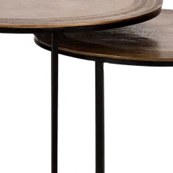 Wohnen Tische<2-Satz Tisch in Gold & Schwarz - Chace (zweiteilig)