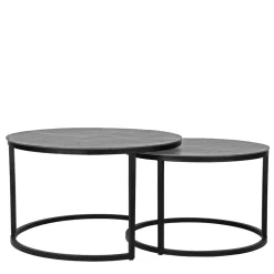 Wohnen Tische<2-Satz-Tisch in Grau & Schwarz - Jacy (zweiteilig)