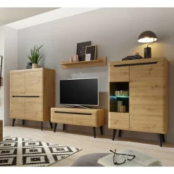 Wohnen Wohnwände<Scandi Anbauwand fürs Wohnzimmer - Olcian (vierteilig)