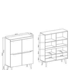 Wohnen Wohnwände<Scandi Anbauwand fürs Wohnzimmer - Olcian (vierteilig)