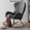Wohnen Sessel<Scandi Chic Schaukelstuhl in Dunkelgrau Plüsch - Sotrigo