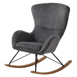 Wohnen Sessel<Scandi Chic Schaukelstuhl in Dunkelgrau Plüsch - Sotrigo