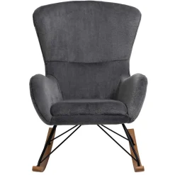 Wohnen Sessel<Scandi Chic Schaukelstuhl in Dunkelgrau Plüsch - Sotrigo
