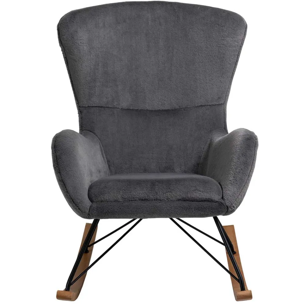 Wohnen Sessel<Scandi Chic Schaukelstuhl in Dunkelgrau Plüsch - Sotrigo