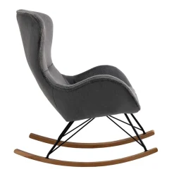 Wohnen Sessel<Scandi Chic Schaukelstuhl in Dunkelgrau Plüsch - Sotrigo