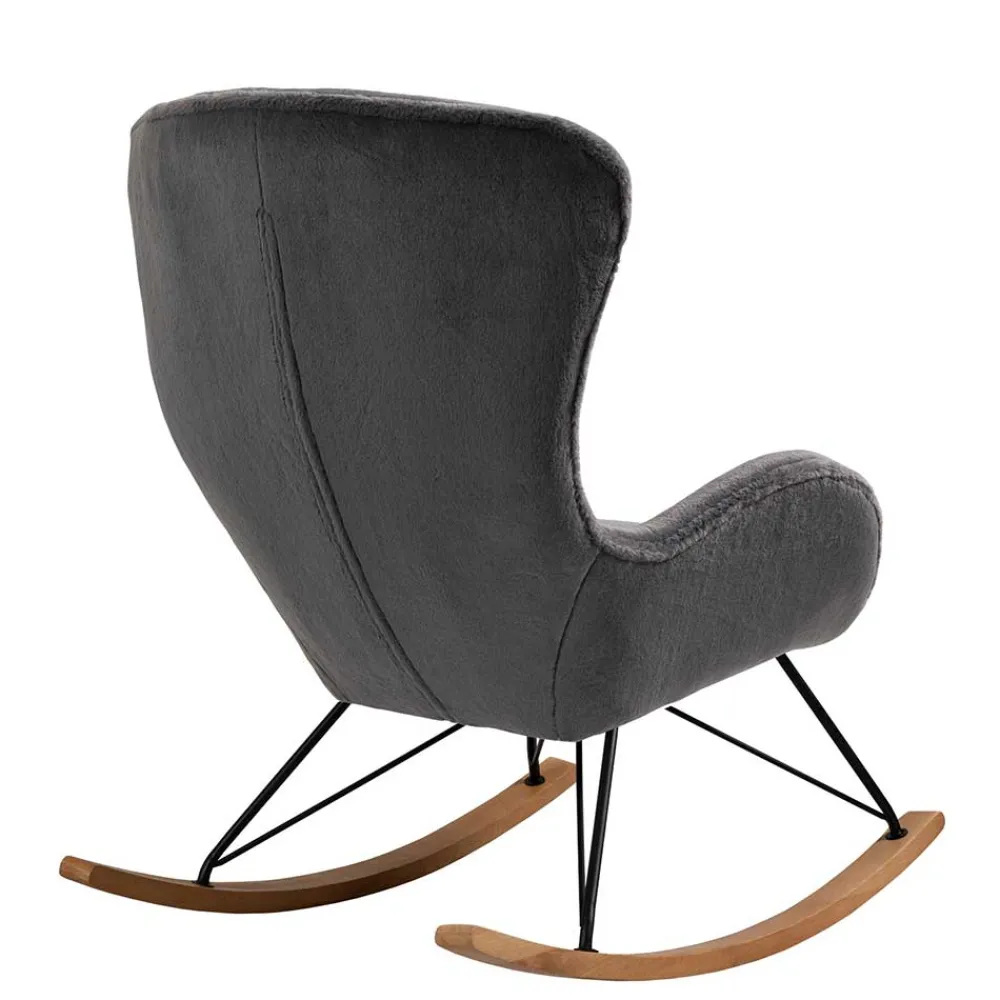 Wohnen Sessel<Scandi Chic Schaukelstuhl in Dunkelgrau Plüsch - Sotrigo