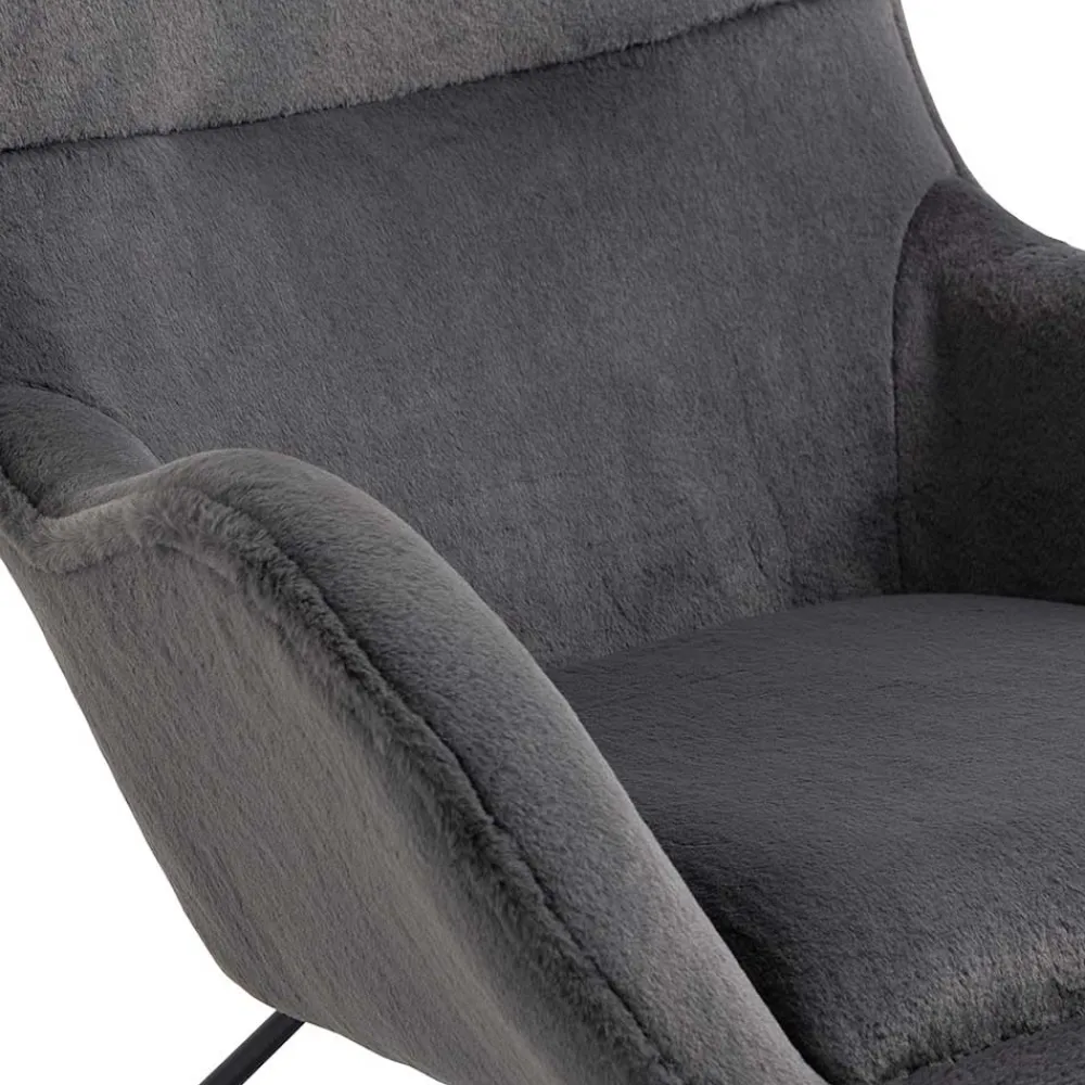 Wohnen Sessel<Scandi Chic Schaukelstuhl in Dunkelgrau Plüsch - Sotrigo