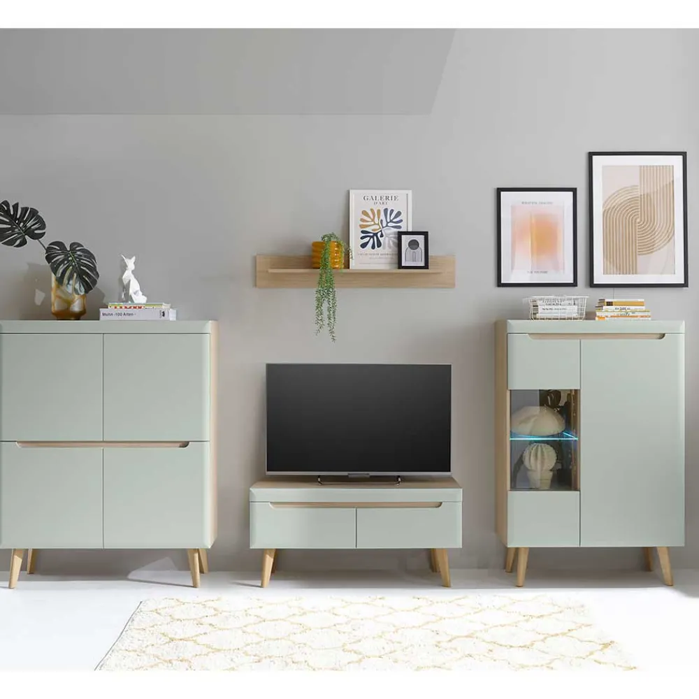Wohnen Wohnwände<Scandi Chic Wohnzimmermöbel Wohnwand - Armina (vierteilig)