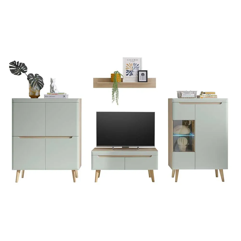 Wohnen Wohnwände<Scandi Chic Wohnzimmermöbel Wohnwand - Armina (vierteilig)
