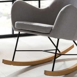 Wohnen Stühle|Sessel<Scandi Schaukelstuhl mit grauem Stoff - Karin