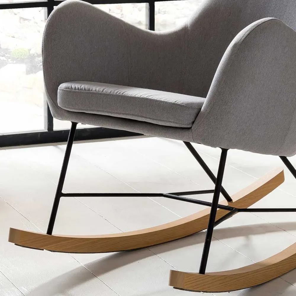 Wohnen Stühle|Sessel<Scandi Schaukelstuhl mit grauem Stoff - Karin