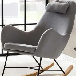 Wohnen Stühle|Sessel<Scandi Schaukelstuhl mit grauem Stoff - Karin