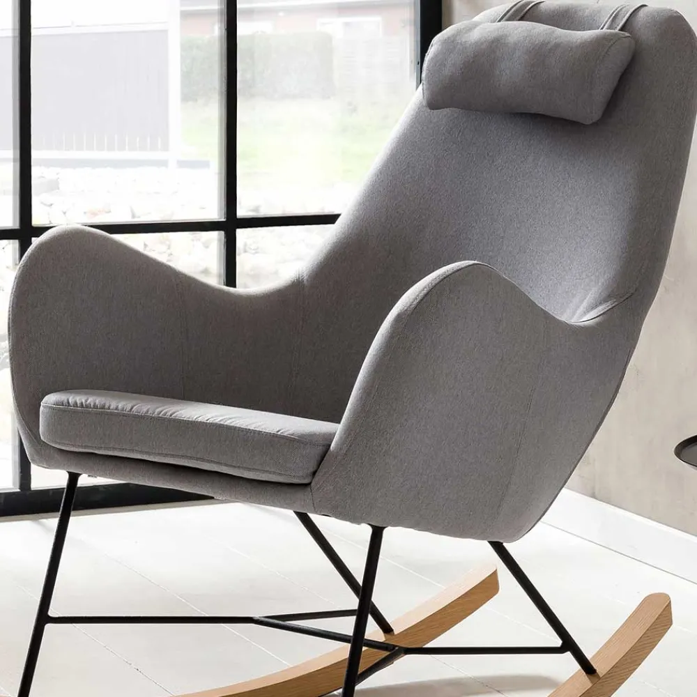 Wohnen Stühle|Sessel<Scandi Schaukelstuhl mit grauem Stoff - Karin