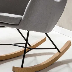 Wohnen Stühle|Sessel<Scandi Schaukelstuhl mit grauem Stoff - Karin