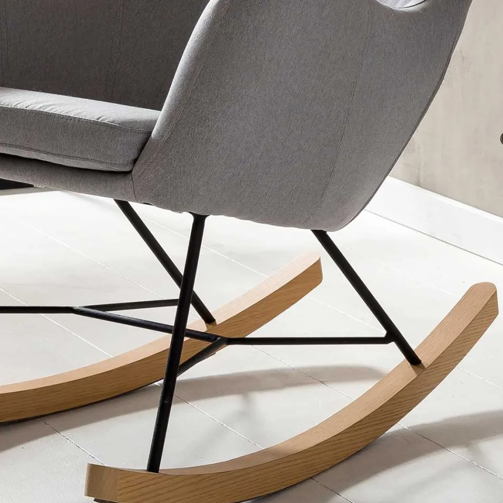 Wohnen Stühle|Sessel<Scandi Schaukelstuhl mit grauem Stoff - Karin