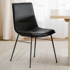 Wohnen Stühle<Schalenstuhl in Schwarz - echtes Leder - Freedoms (2er Set)