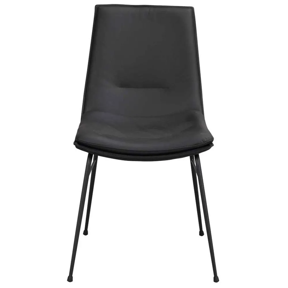 Wohnen Stühle<Schalenstuhl in Schwarz - echtes Leder - Freedoms (2er Set)
