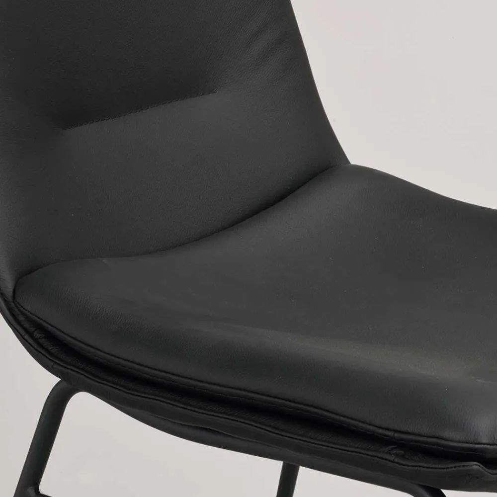Wohnen Stühle<Schalenstuhl in Schwarz - echtes Leder - Freedoms (2er Set)