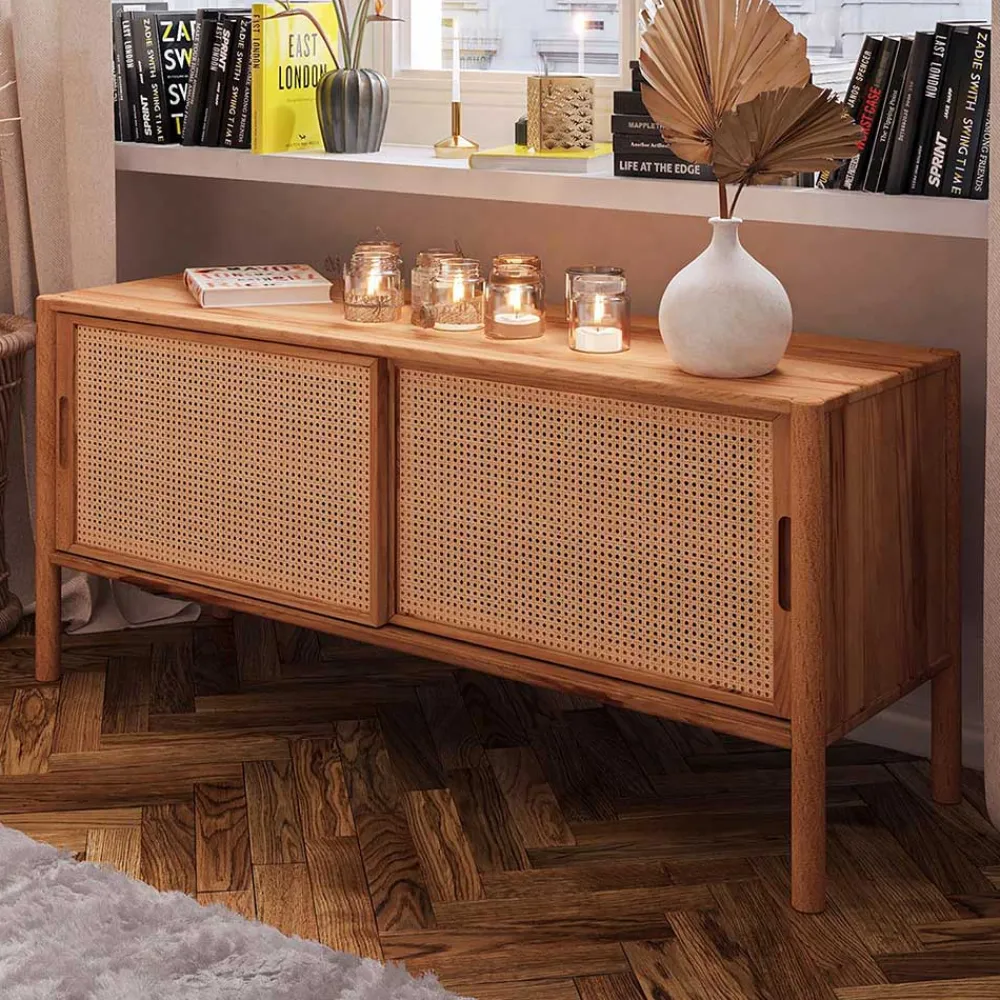 Wohnen Tv & Hifi-Möbel|Lowboards<Schiebetüren Lowboard aus Wildbuche - Indrya