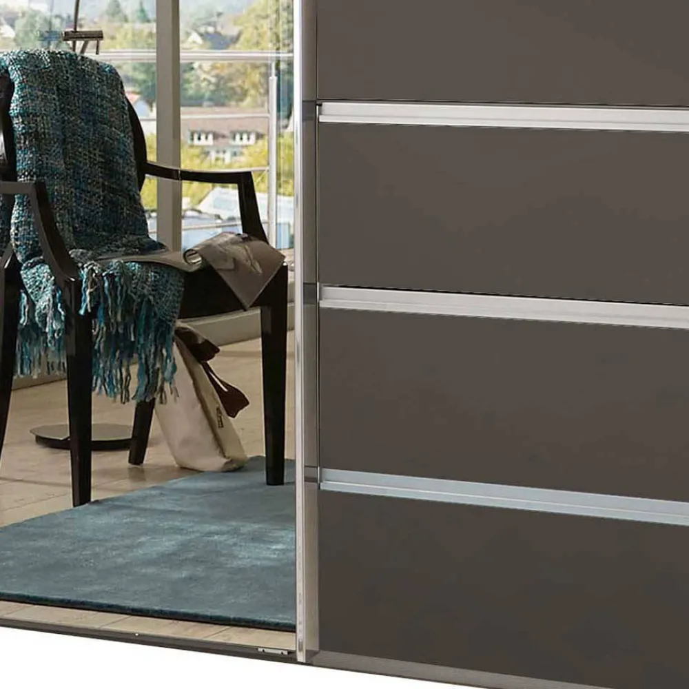 Wohnen Kleiderschränke|Schränke<Schiebetürenschrank in Braun mit Parsol Spiegeln - Moon