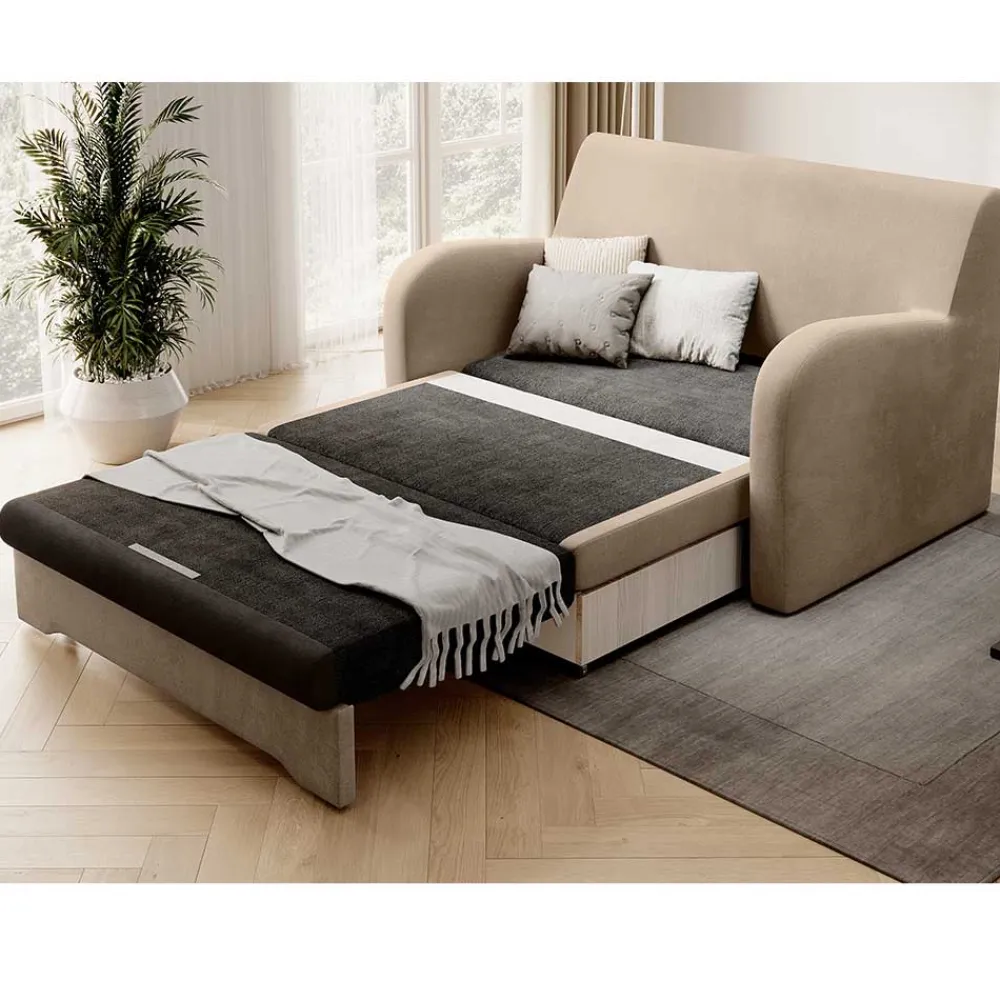 Wohnen Betten|Sofas<Schlafcouch in Beige und Dunkelbraun - Calming