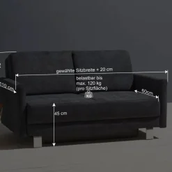 Wohnen Betten|Sofas<Schlafcouch mit Bettkasten in Blaugrau - Casmas