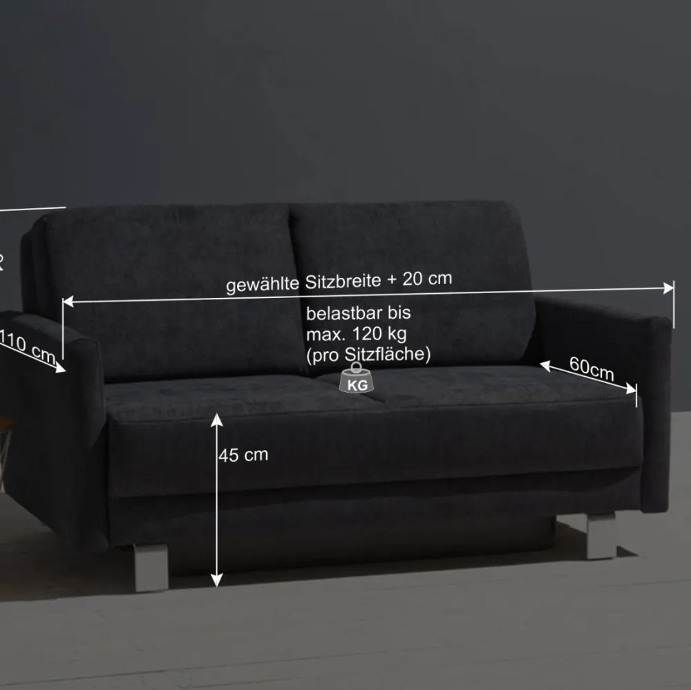 Wohnen Betten|Sofas<Schlafcouch mit Bettkasten in Blaugrau - Casmas