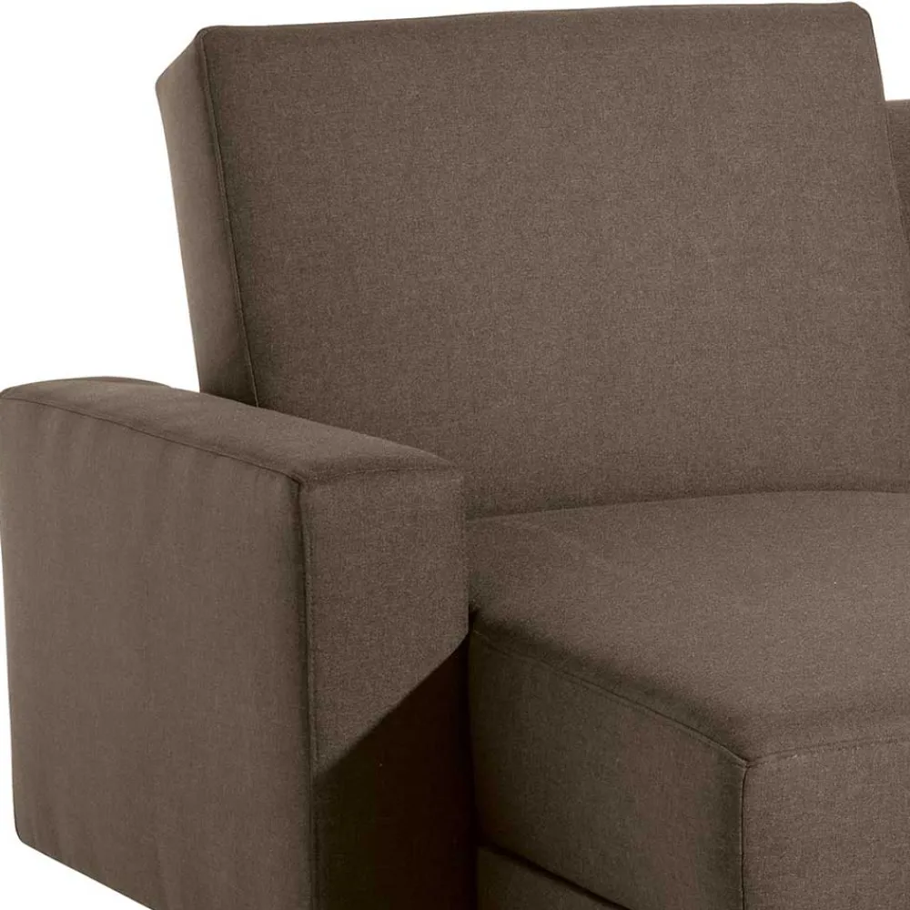 Wohnen Betten|Sofas<Schlafcouch mit Hocker in Beigegrau mit Chrom - Defelira (zweiteilig)