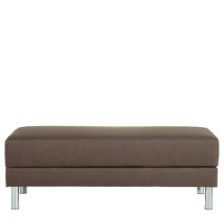 Wohnen Betten|Sofas<Schlafcouch mit Hocker in Beigegrau mit Chrom - Defelira (zweiteilig)