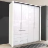 Wohnen Kleiderschränke|Schränke<Schlafraum Kleiderschrank in Weiß Glas Front - Dolienca