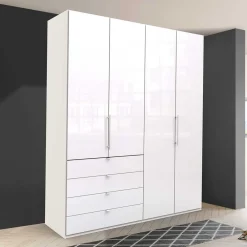 Wohnen Kleiderschränke|Schränke<Schlafraum Kleiderschrank in Weiß Glas Front - Dolienca