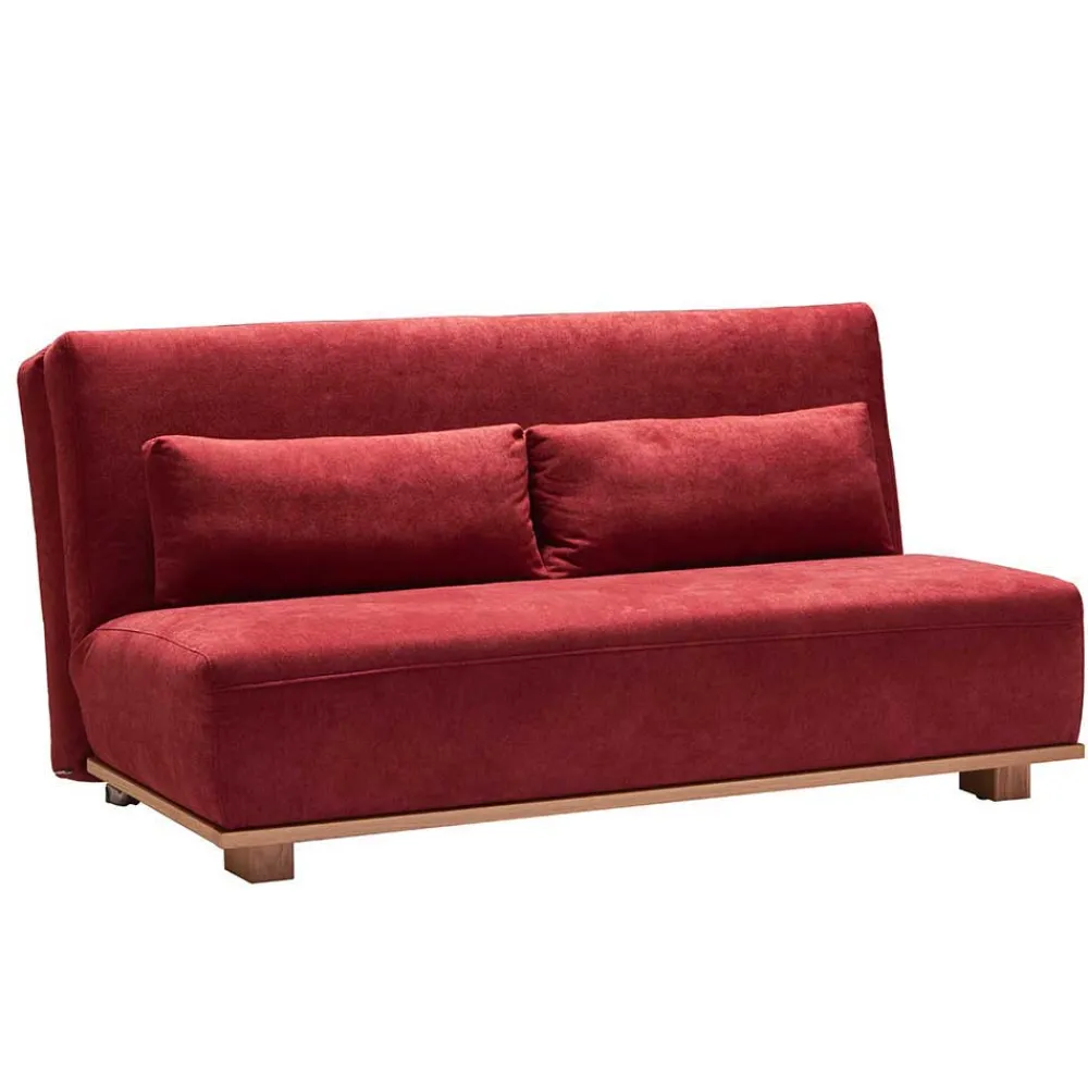 Wohnen Betten|Sofas<Schlafsofa in Rot & Eiche Roverario mit 2 oder 3 Sitzplätzen